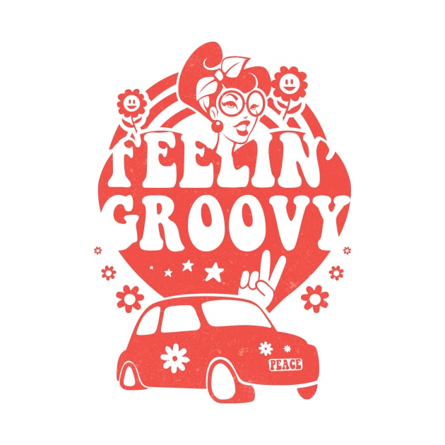 Feeling Groovy: Retro Heart, Car & Girl by ivaostrogonac