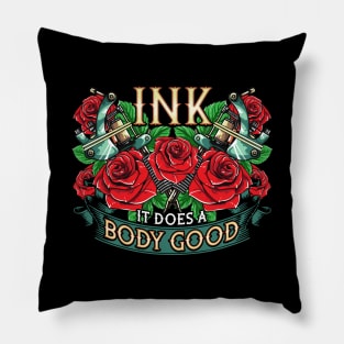 Funny Ink It Does A Body Good Tattoo Artist Pun Pillow