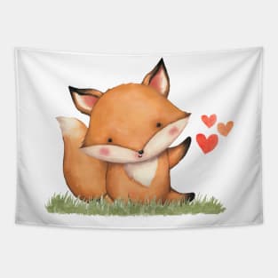 Valentines Fox Tapestry