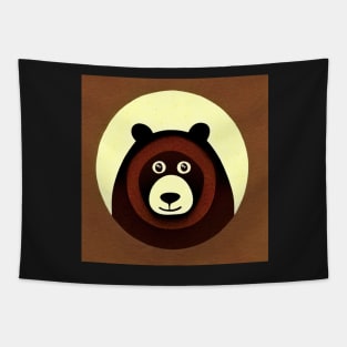 Happy Brown Bear Says Hi Illustration Design Tapestry