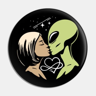 Alien Kissing Human Pin