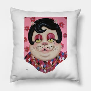 Cat Boss Cat Gangster Mobster Mrs. Kitty Boom Boom Original Painting By Tyler Tilley Pillow