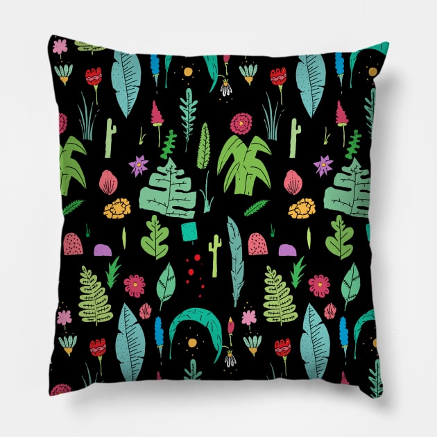 Summer nature leaves Pillow by Swadeillustrations