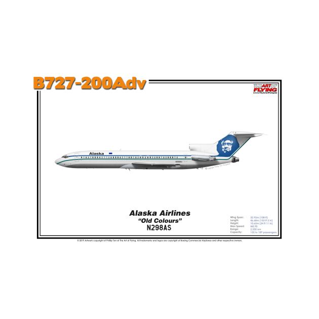 Boeing B727-200Adv - Alaska Airlines "Old Colours" (Art Print) by TheArtofFlying