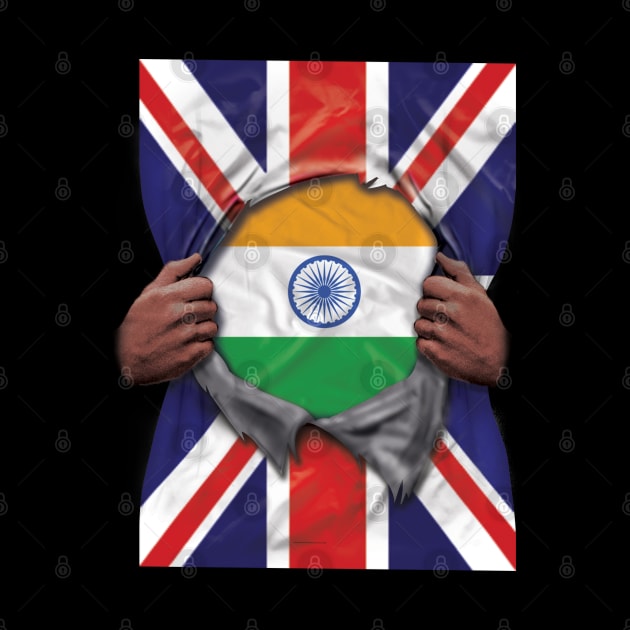 India Flag Great Britain Flag Ripped - Gift for Indian From India by Country Flags