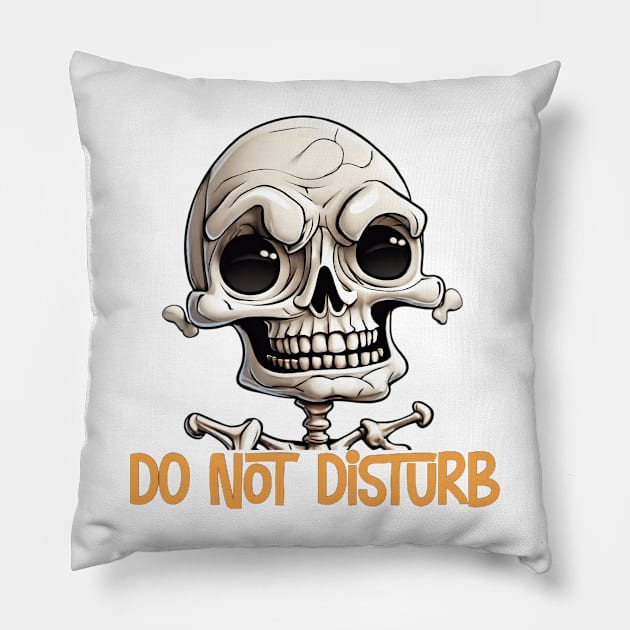 Don't disturb - funny skeleton Pillow by Tee.gram