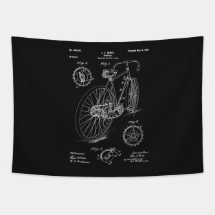Bicycle Patent - Cycling Art - Black Chalkboard Tapestry