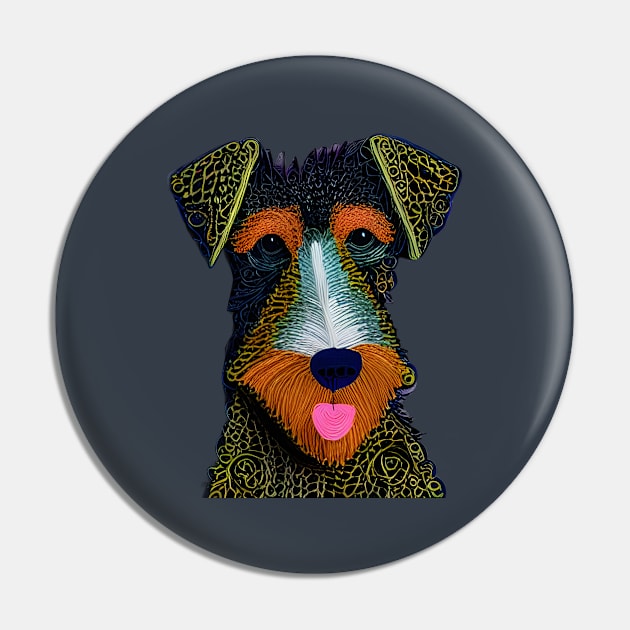 Airedale Terrier 3D effect paper quill Pin by Artiface