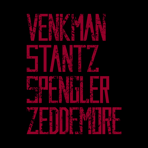 Venkman, Stantz, Spengler, Zeddemore Name Badges – distressed (Ghostbusters) by GraphicGibbon