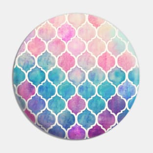 Rainbow Pastel Watercolor Moroccan Pattern Pin