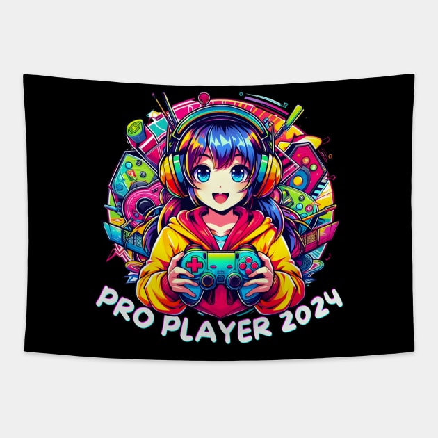 Pro player 2024 gamer girl Tapestry by Japanese Fever