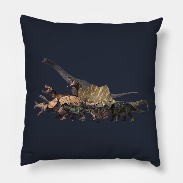 dinosaurs Pillow by ocelotlcalli