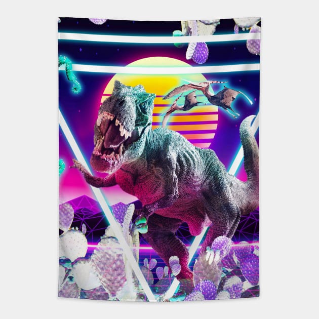 Dinosaur Rave Raving T-Rex Tapestry by Random Galaxy