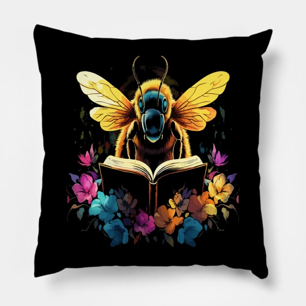 Bee Reads Book Pillow by JH Mart