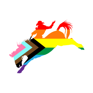 Bronco Rider 1: Queer Pride Flag T-Shirt