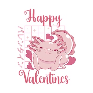 Axolotl Valentines Day Japanese Anime Axolotl Valentines T-Shirt