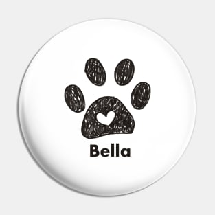 Bella name made of hand drawn paw prints Pin