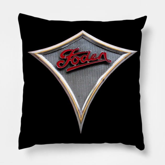 Vintage 1940s Foden grille emblem Pillow by soitwouldseem