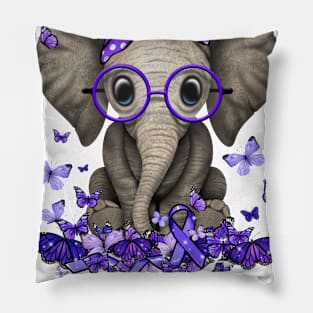 Pancreatic Cancer Awareness Elephant Ribbon Pillow