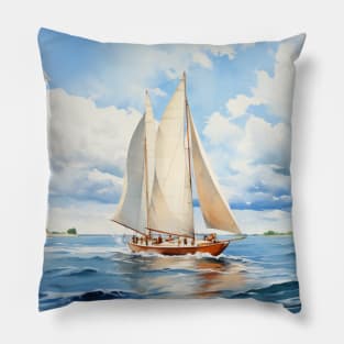 Sailboat on the Sea Watercolor Pillow