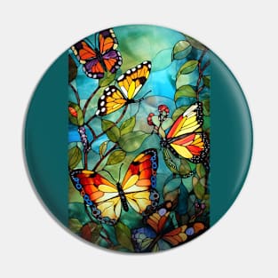 Stained Glass Style Butterflies Pin