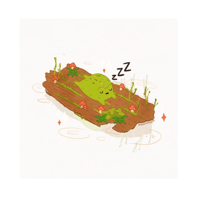 Snoozing Frog by eraserheadarts