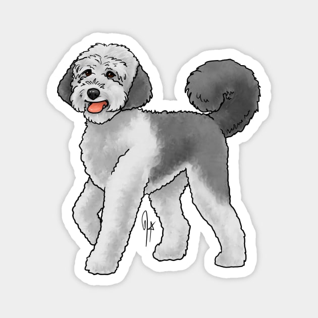 Dog - Labradoodle - Black and White Magnet by Jen's Dogs Custom Gifts and Designs