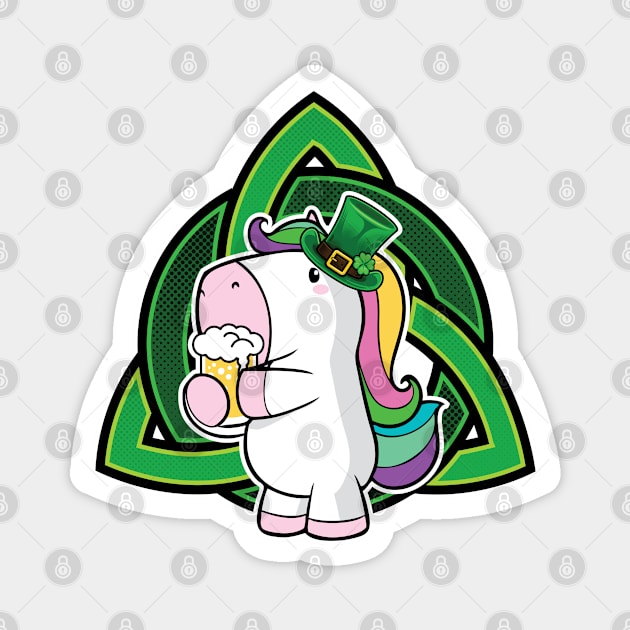 St Patrick's Day Beer Irish Unicorn Magnet by Shadowisper