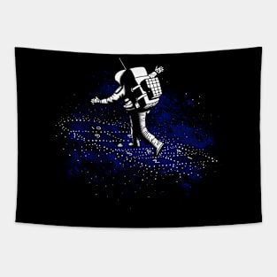 Funny Astronaut Playing Hopscotch In Space Original Art Tapestry