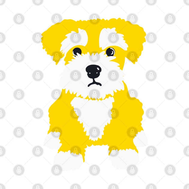 Sweet Yellow Miniature Schnauzer Puppy on A Pink Background by NattyDesigns