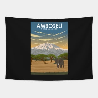 Amboseli National Park Africa Travel Poster Tapestry