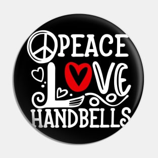 Peace Love Handbells Red Heart Peace Design Pin