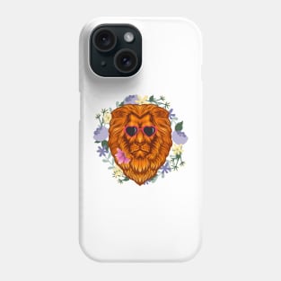 Lions With Sunglasses and a Flower in His Mouth Phone Case