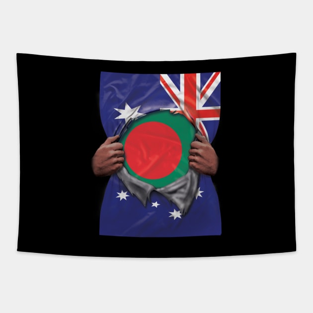 Bangladesh Flag Australian Flag Ripped Open - Gift for Bengali From Bangladesh Tapestry by Country Flags