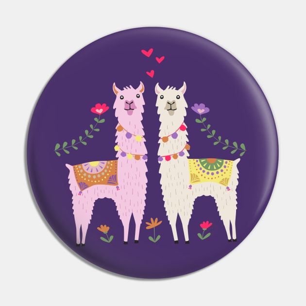 White and Pink Llama Pattern Pin by latheandquill