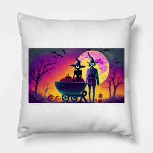 A Group of Witches Gathering Around a Cauldron Pillow