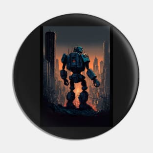 Giant futuristic robot attacking the city Pin