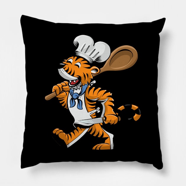 Tiger Chef Pillow by Black Tee Inc