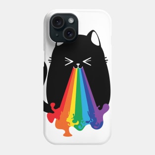 Black cat throwing up rainbow Phone Case