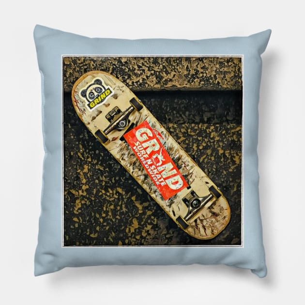 GRIND SKATEBOARD Pillow by Digz