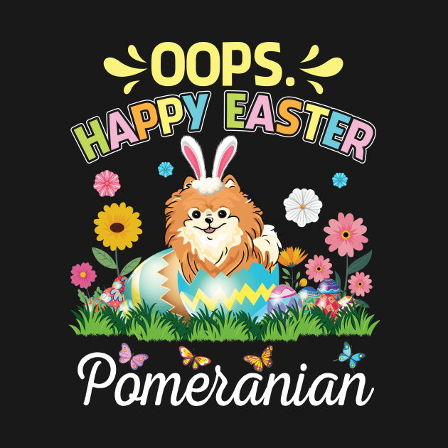 Pomeranian Dog Bunny Costume Play Flower Eggs Happy Easter by DainaMotteut