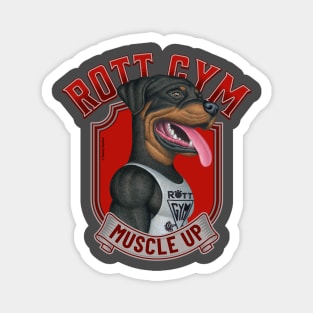 Fun Rottweiler in Rott Gym Muscle Up with red accents Magnet