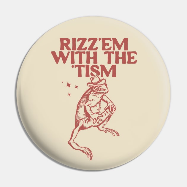 Rizz Em With The Tism Vintage T-Shirt, Retro Funny Frog Shirt, Frog Meme Pin by Hamza Froug