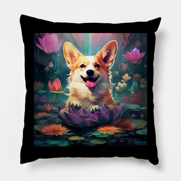 Lotus Corgi Pillow by AtomicChonk