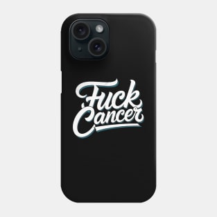 funny fuck ovarian cancer teal ribbon gift cancer survivor Phone Case
