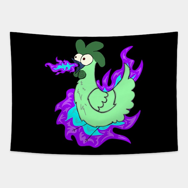 Gilbert the Fire Breathing Chicken of Doom (Halloween Version) Tapestry by mm92