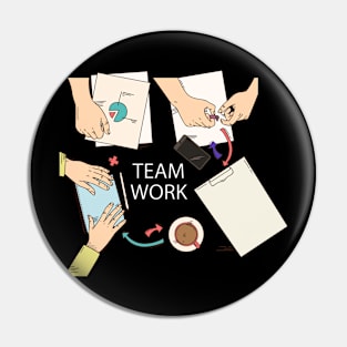 Team Work Illustration Pin