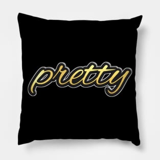 Shiny black and gold PRETTY word design Pillow