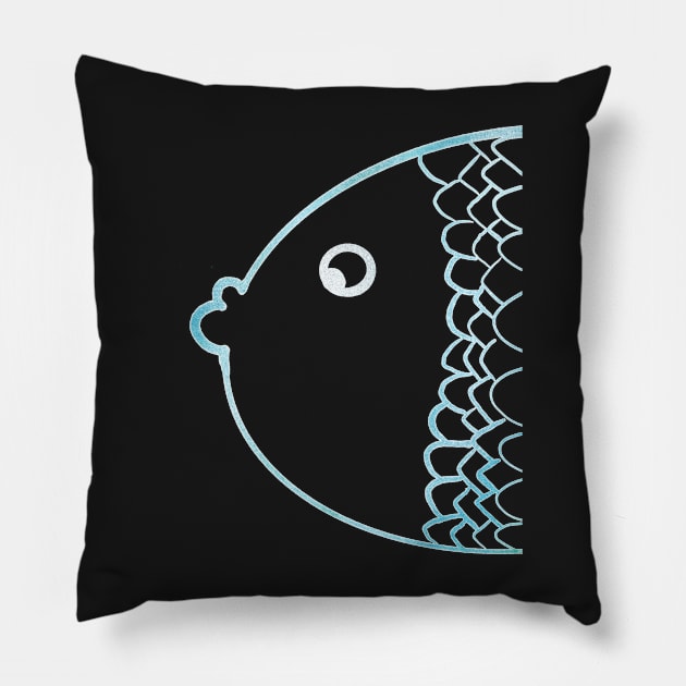 Colorful karp rainbow cyan Pillow by Uwaki