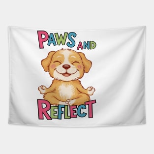 Paws And Reflect Yoga Pose Puppy Design Tapestry